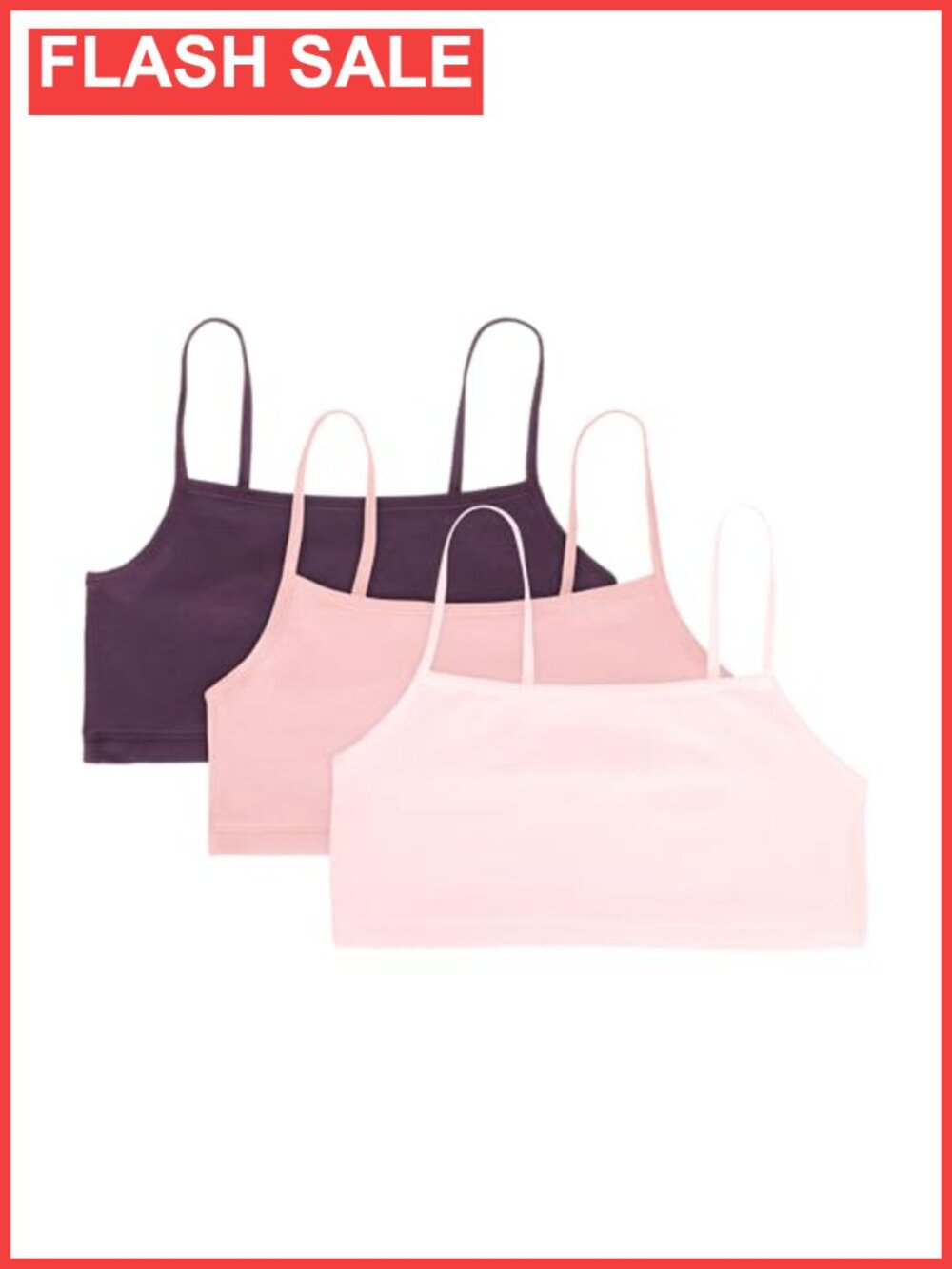 Women's Cotton Bralette 3-Pack Wireless Pullover Racerback Crop Top Bras